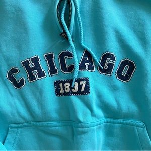 Chicago Pullover Blue Hooded Sweatshirt with Hand-warmer pocket 1/4 Zip Medium